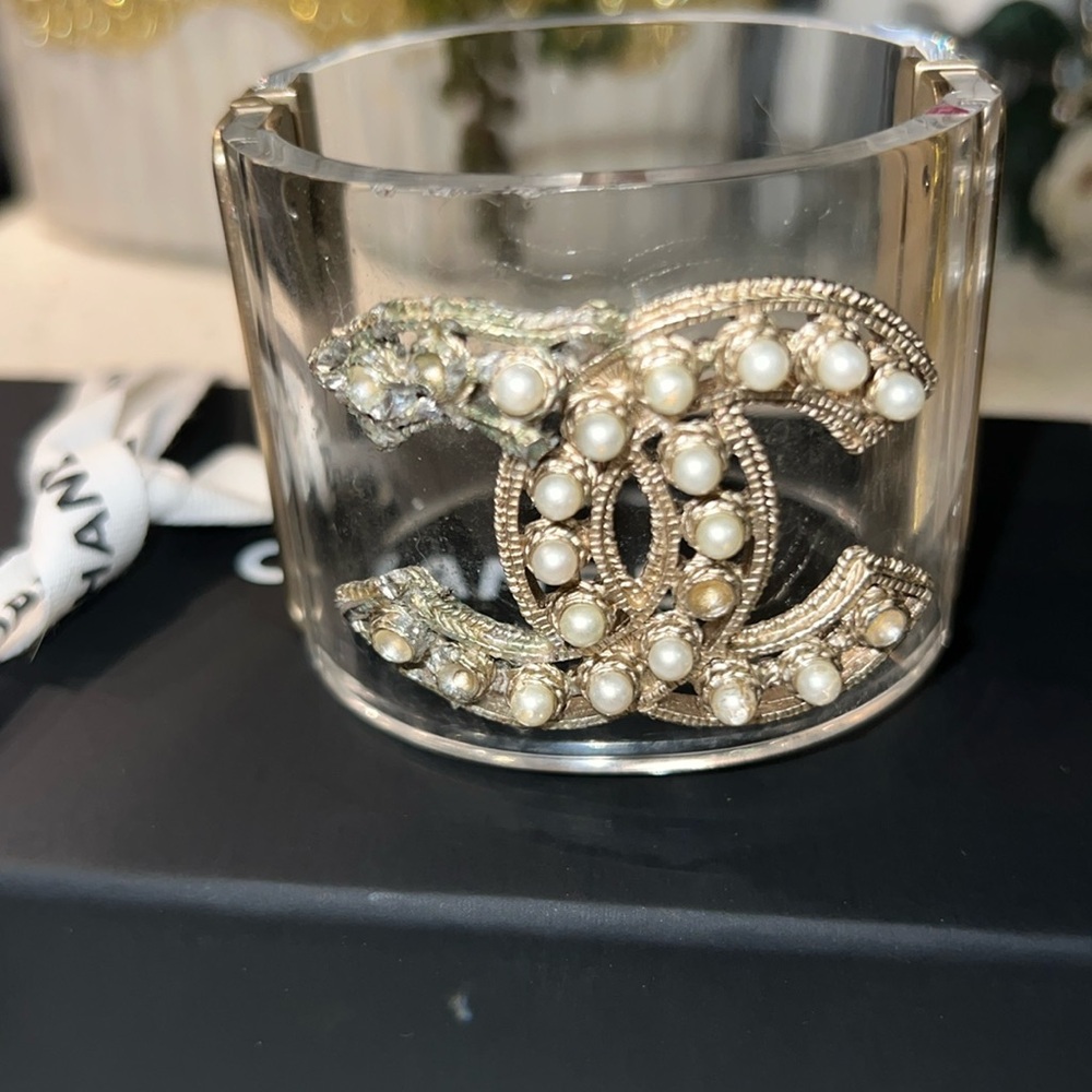 Chanel clear CC cuff bracelet